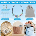 Travel Clothesline for Cruise Retractable Clothesline with 12 Clothesline Clips 2 Strong Magnets Hooks 4 Luggage Tags Camping Portable Clothesline for Hotel Room RV Indoor Cruise Ship Essentials 2026