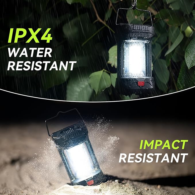 AlpsWolf Camping Lantern Rechargeable, 1000LM 4000mAh Rechargeable Lanterns 4 Light Modes LED Lantern for Camping, Hiking, Power Outages, Emergencies (1 Pack-Black)