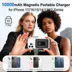 Magnetic Portable Charger, 10000mAh Wireless Power Bank for iPhone with Built-in Cables, 20W Fast Charging for Magsafe Battery Pack with Stand for iPhone Air/17/16/15/14/13/12 and Apple Watch