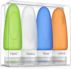 Dot&Dot Leak Proof Travel Bottles - Tubes for Liquid TSA Approved 3oz Silicone Toiletries Travel Shampoo & Conditioner Containers with Labels