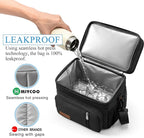 MIYCOO Lunch Bag & Lunch Box for Men Women, Double Deck Leakproof Insulated Soft Large Adult Camping Cooler bag for Work, Beach, Picnic, Travel (Black, 15L)