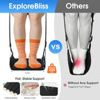 ExploreBliss Airplane Foot Rest - Lightweight Foot Hammock for Plane Travel with Adjustable Strap & Thick Board, Tray Table Under Desk Footrest to Relax Feet, Travel Essentials for Long Flights(Black)