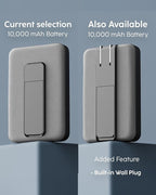 myCharge CliqLuxe Magnetic Wireless Power Bank 10,000mAh | iPhone & MagSafe Compatible | Qi2.2 25W Mag Safe Portable Charger | Built-in Stand | 20W PD USB-C Port | Premium Grey Fabric