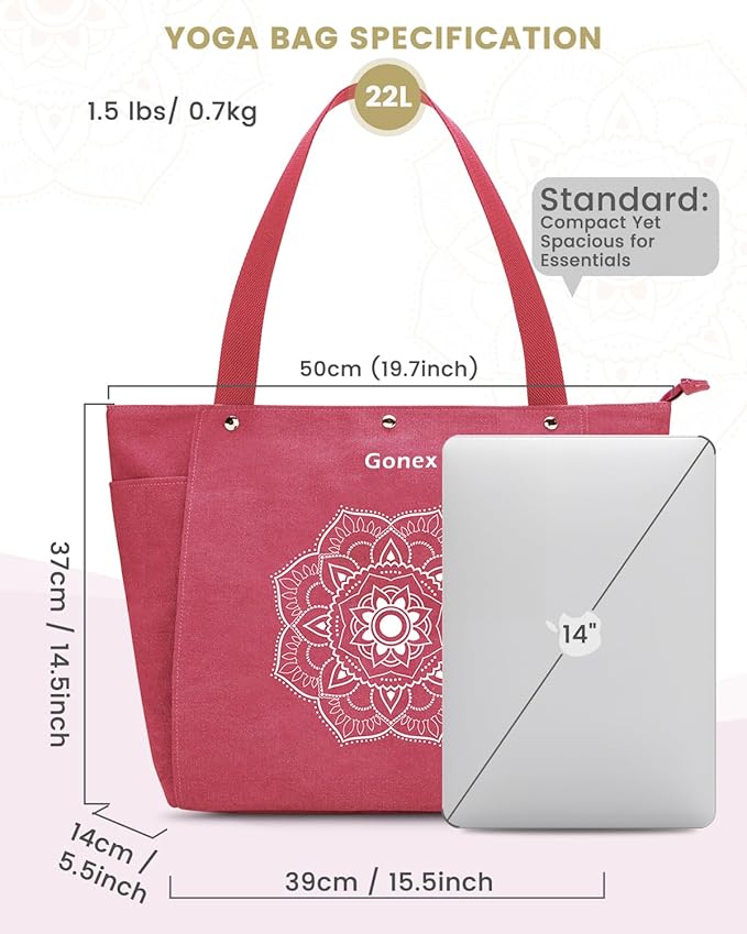Gonex Yoga Mat Bag, Yoga Gym Bag Tote Bag with Multi Pockets For Women Men, Canvas Yoga Mat Carrier Take in Out Mat Easily For Pilates Travel Workout Office