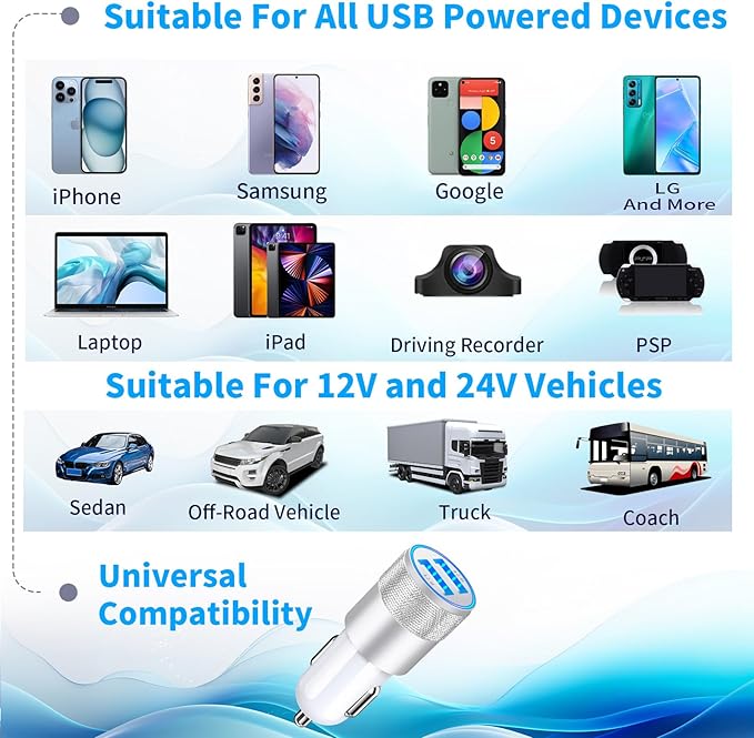 [Apple MFi Certified] iPhone Fast Car Charger, Braveridge 2Pack 4.8A Dual USB Car Power Cigarette Lighter USB Car Carplay Charger Adapter with Lightning Cable for iPhone 14 13 12 11 Pro XS XR X 8 iPad