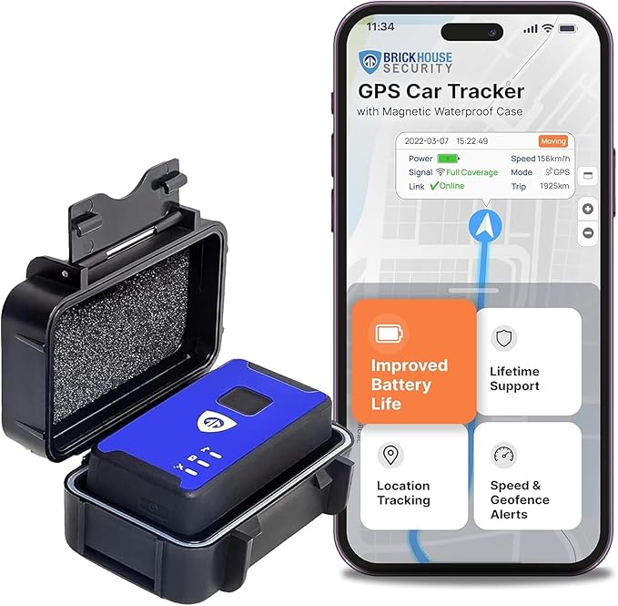 Brickhouse Car Trackers for Your Vehicle - Spark Nano 7 GPS Tracker with Magnetic Waterproof Case - Hidden Real-Time 4G LTE Vehicle Finder - GPS Tracking Device for Cars & More - Subscription Required