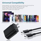 Type C Charger, 2Pack 25W PD USBC Wall Charger Super Fast Charging Block & 6ft Android Phone Cable Cord for Samsung Galaxy S26 S25 S24 S23 S22 S21 S20 (Plus/Ultra)/Note 20 10 9 8/ S10 S9 S8 Galaxy Tab