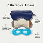ASUTRA Silk Eye Pillow for Sleep, Navy - Filled w/Lavender Buds & Flax Seeds, Weighted Eye Mask, Meditation & Light Blocking Blindfold, Cooling Gel Mask Included