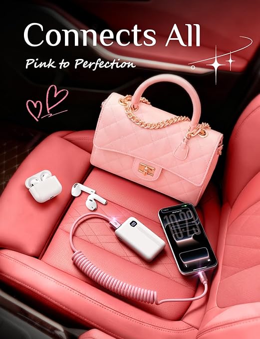 LISEN Pink USB C Cable, Gifts for Women Men 2 Pack for Android Auto & CarPlay Cable, Type C Charger Pink Compatible with iPhone 17/16 Galaxy S25/S24 Car Accessories for Women Wife Girlfriend Sisters