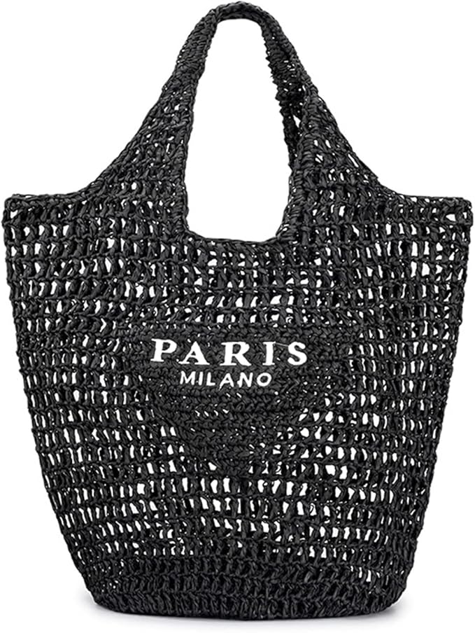 POOOPSSD New Woven Bag, Straw Mesh Tote Bag, Beach, Shoulder Bag, Hobo Women, Foldable Large Capacity, for Holiday.