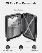 Coolife Luggage PC+ABS Hardshell Suitcase with TSA Lock, Spinner Carry On Lightweight (silver, S(20in_carry on))