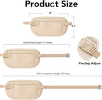 Money Belt for Travel with Anti-Theft RFID Blocking Cards Cover, Phone Wrist Strap, Passport Holder, Slim Waist Wallet Men Women, Money Pouch under Clothes for Travel, Running, Hiking, Beige