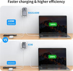 MOMAX 100W Universal Travel Adapter, 5-in-1 GaN International Power Adapter for Laptop, Phone, 2 USB-C PD & 2 USB-A QC Wall Charger, European Travel Plug Adapter for UK/US/AUS/JP, Travel Essentials