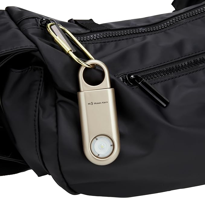 130dB Personal Safety Alarm Ultra Bright Strobe Light. Loud Sound Keychain Siren for Women, School Children, Night Runners, Hiking. Bear Alarm Deterrent. SOS Emergency Self Defense Alerts. Gold
