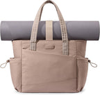 LOVEVOOK Gym Tote Bag for Women, Puffy Yoga Mat Bag with Large Cup Holder & Wet Pocket, Work Nurse Bag for Travel Workout