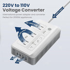 Mapambo 2000W Voltage Converter US to Europe, 7 in 1 Converter for European Travel for Hair Dryer, Kettles, Coffee Makers and etc. 220v to 110v Converter for International Travels (White)