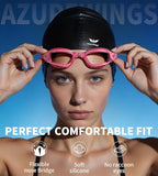 7 in 1 Swim Goggles + Swim Cap for Men Women,No Leak Anti-Fog & UV, Wide Visio HD Mirror PC Lens