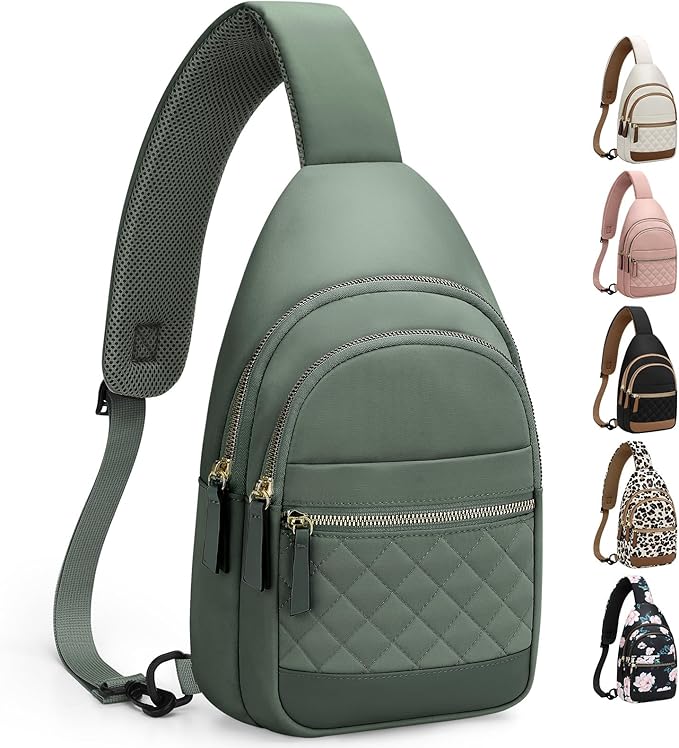 Capolo Sling Bag for Women Men Waterproof Crossbody Bags for Women Trendy Casual Fanny Pack with Convertible Shoulder Strap Chest Bag for Travel Hiking(Green, Medium)