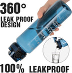 OLDLEY Water Bottle 32oz, Durable and Leakproof Water Bottles Motivational with Time Marker, Tritan, BPA Free, Gym,Travel,Home, School, Office, Gifts for Her, Women Men,Midnight Blue (1 Bottle)