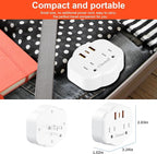 5 in 1 Wall Outlet Extender with USB & Type-C, Surge Protector, 2 AC Outlets, 1050J Fireproof, ETL/FCC Certified, Compact for Travel, Office, Home