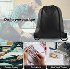 PLULON 15 Pcs Black Drawstring Bags, Drawstring Backpack Bulk, Classic Gym Backpack Bags for Yoga Traveling Outdoor Sports