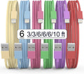 [Apple MFi Certified] iPhone Charger, 6Pack(3/3/6/6/6/10 FT) Lightning Cable Apple Charging Fast High Speed USB Compatible 14/13/12/11 Pro Max/XS MAX/XR/XS/X/8-multicolor