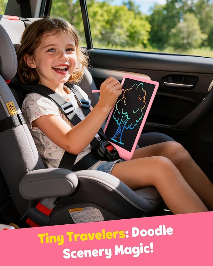 TEKFUN LCD Writing Tablet Doodle Board, 8.5inch Colorful Drawing Pad for Kids,Toys Gifts for 3 4 5 6 7 8 Year Old Girls Boys Pink