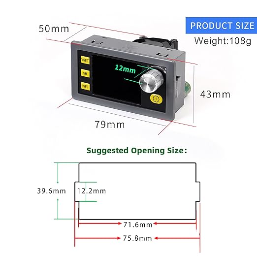 SK150 DC Buck Boost Power Converter 6-36V to 0-36V, 150W Voltage DC Adjustable Power Supply Module with Display