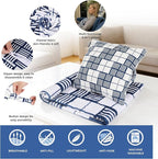 3 in 1 Travel Pillow Blanket Set with Removable Flannel Blanket Throw,Hand Warmer Pockets,Pillow (Color1, 60in*79in)