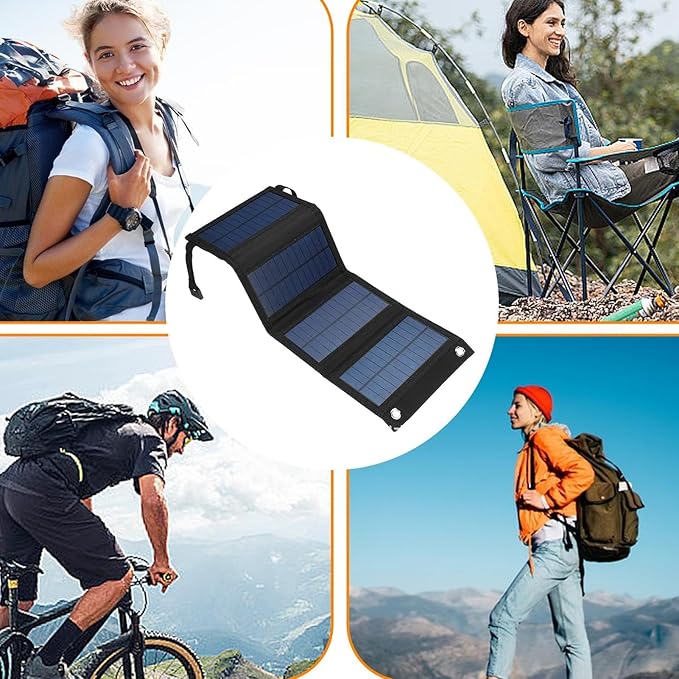 USB Solar Charging Panel - Camping Solar Panel Charger, Travel Solars Bank with USB Output | Compact Solars Charger, Outdoor Hiking Stellar Charging Device for Picnic, Backpacking, Fishing Trips