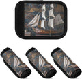 Qilmy Retro Sailboat Model Luggage Handle Wrap 4Pack Luggage Identifiers Tag Comfort Handle Grips Cover for Stroller Suitcase Bag Airplane Travel Accessories2376