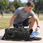 Gym Bag for Men and Women, 50L Extra Large Duffle Bag, 3-in-1 Travel Sports Duffel Bags with Shoe & Laptop Compartment for Overnight Weekender Gym Traveling Workout Deployment, Black CM