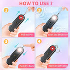 Rechargeable Personal Safety Alarm for Women - 130dB Self Defense Keychain Siren Whistle with SOS Strobe Light, Low Battery Notice - Emergency Security Safe Protection Devices, College Essentials