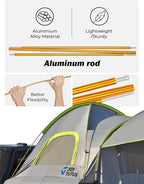 JOYTUTUS Pickup Truck Tent 5.0ft Bed Tent with Removable Awning, Waterproof PU2000mm Double Layer for 2 Person, Portable Truck Bed Tent - Green, Aluminum Pole
