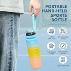 Water Bottle with Straw 1L,Boys Water Bottles with Straw 1 Litre,Waterbottle Leak-Proof Sports Water Bottle,Plastic Drinks Bottles Toxin Free，Bpa-Free (Blue Yellow)