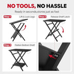 Feasto Folding Grill Table, Pizza Oven Table & Portable Table with Bottom Shelf, Tool Hooks, Trash Bag Holder & Paper Towel Rack, Grill Stand for Pizza Oven & Tabletop Griddle (Black)