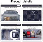 BOYATU Travel Makeup Bag Organizer: 3 Pcs Set Large Capacity Cosmetic Bags Holds 10–20 100ml Full-Size Bottles - 180°Open-Flat Make up Case 3-sec touch-up - Toiletry Bag Gift women (03-A-Dark Blue)
