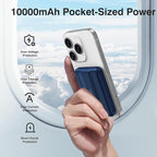 AOGUERBE for MagSafe Portable Charger, 10000mAh Magnetic Power Bank 22.5W Fast Charging, Mini Battery Pack Wireless with LED Display&Foldable Stand for iPhone 17/16/15/14/13/12 Series (Royal Blue)
