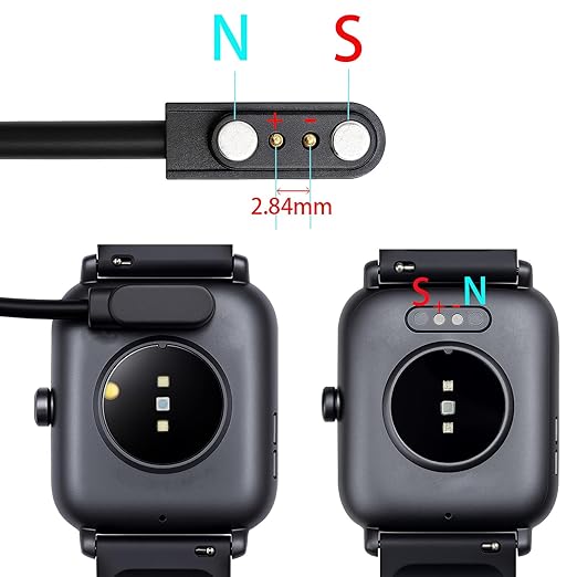 Charger Compatible with VeryFitPro, Fitpolo, Tozo, and YAMAY Smartwatches Including Models SW025, Letsfit ID205L, Replaceable Magnetic USB Cable, Smart Watch Fast Charging Cable (2, Black)