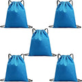 5-Pack Waterproof Drawstring Backpacks, Soccer-Texture Oxford Fabric, 16.9" × 13.8", Lightweight 0.20 lb Each, No Eyelets, Gym & Marathon Gear Sacks(Sky Blue)
