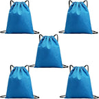 5-Pack Waterproof Drawstring Backpacks, Soccer-Texture Oxford Fabric, 16.9" × 13.8", Lightweight 0.20 lb Each, No Eyelets, Gym & Marathon Gear Sacks(Sky Blue)
