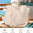 Corduroy Tote Bag for Women,Large Capacity Cute Tote Bags With 6 Pockets,Crossbody Shoulder Handbag for Work Travel Gym