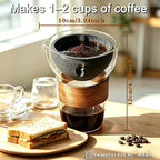 Glass Pour Over Coffee Maker Set, Drip Coffee Maker, No Paper Filters Needed, Heat-resistant Borosilicate Glass with Ceramic Coffee Filter, Easy to Clean, Ideal for Home, Office & Outdoor Camping