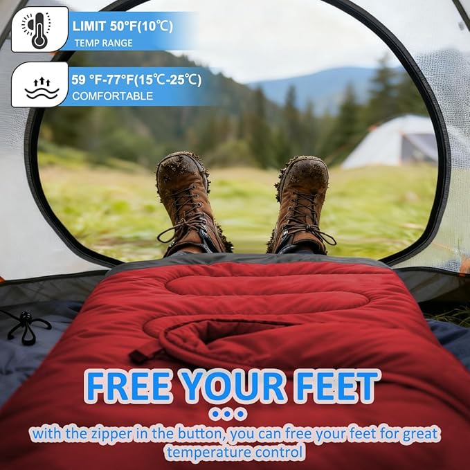 oaskys Camping Sleeping Bag - 3 Season Warm & Cool Weather - Summer Spring Fall Lightweight Waterproof for Adults Kids - Camping Gear Equipment, Traveling, and Outdoors