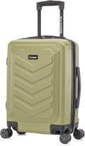 US ARMY Fox 20 inch Carry-On Hardside Luggage with Spinner Wheels | Lightweight Small Suitcase for Travel | Chevron Icon, Gel Handle, Side Studs, Retractable Trolley, Heavy Duty | Olive Drab