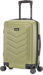 US ARMY Fox 20 inch Carry-On Hardside Luggage with Spinner Wheels | Lightweight Small Suitcase for Travel | Chevron Icon, Gel Handle, Side Studs, Retractable Trolley, Heavy Duty | Olive Drab