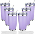 20 oz Tumbler with Lids and Straws, Stainless Steel Insulated Travel Coffee Mug, Double Wall Vacuum Insulated Tumblers, Powder Coated Coffee Tumbler for Cold & Hot Drinks (Light Purple,6pack)