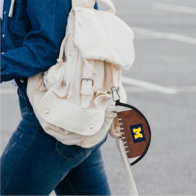 NCAA Michigan Wolverines Collapsible Dog Travel Bowl, Food and Water Bowl for Dogs & Cats. Best Portable & Lightweight Leak-Proof Pet Bowl for Travel with Football Field & Pebble-Grain Design.