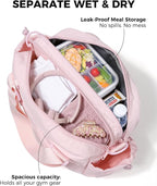 Small Gym Bag for Women - Puffer Duffle Weekender Work Duffel Carry on Overnight Nurse Dance Yoga Workout Tote Bag with Yoga Mat Holder Wet Compartment Coin Purse BPA-Free