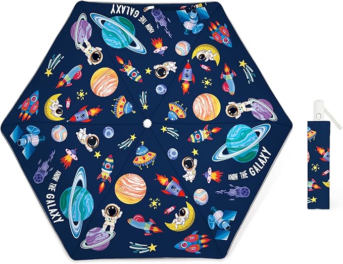 Kids Folding Umbrella Auto Open/Close Umbrellas for Rain Round Corner Safe Design UV Resistant Automatic Children Travel Umbrellas Reinforced Canopy 360° Reflective Strip Lightweight for Girls & Boys